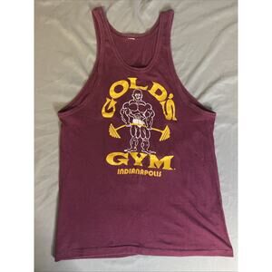 Vintage 80s Gold's Gym Tank Top 50/50 Indianapolis Maroon Muscle Joe SM